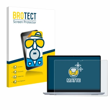 Vorderseite einer Produktverpackung mit dem Markenlogo BROTECT. Daneben ist das Gerät Dell Inspiron 14 7445 2-in-1 mit dem zug