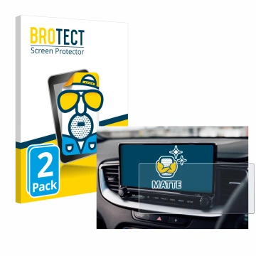 Vorderseite einer Produktverpackung mit dem Markenlogo BROTECT. Daneben ist das Gerät Kia XCeed 2024 mit dem zugehörigen Displ