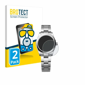 Vorderseite einer Produktverpackung mit dem Markenlogo BROTECT. Daneben ist das Gerät Rolex Oyster Perpetual 31 mit dem zugehö
