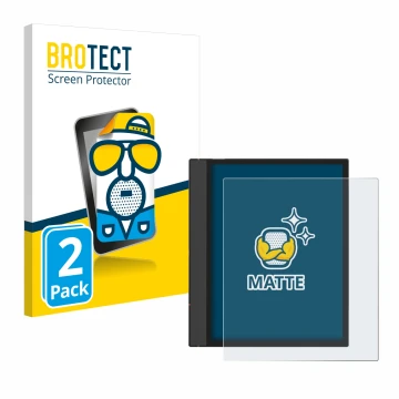 Vorderseite einer Produktverpackung mit dem Markenlogo BROTECT. Daneben ist das Gerät Boox Note Air 4 C mit dem zugehörigen Di