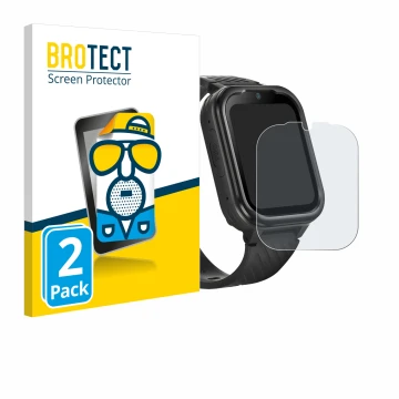 Vorderseite einer Produktverpackung mit dem Markenlogo BROTECT. Daneben ist das Gerät RAYOFI Kids Smartwatch mit dem zugehörig