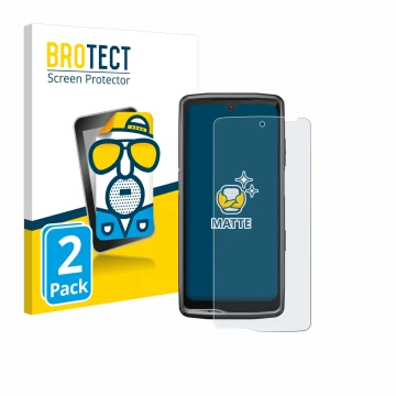 Vorderseite einer Produktverpackung mit dem Markenlogo BROTECT. Daneben ist das Gerät Crosscall Stellar M6 mit dem zugehörigen