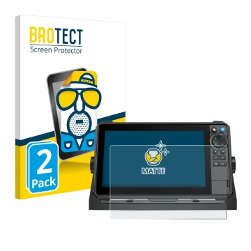 Vorderseite einer Produktverpackung mit dem Markenlogo BROTECT. Daneben ist das Gerät Lowrance HDS-9 Pro mit dem zugehörigen D