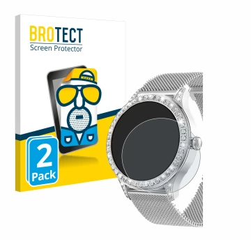 Vorderseite einer Produktverpackung mit dem Markenlogo BROTECT. Daneben ist das Gerät Powerwill Smartwatch 1.27