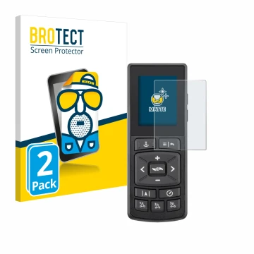 Vorderseite einer Produktverpackung mit dem Markenlogo BROTECT. Daneben ist das Gerät Minn Kota Advanced GPS Navigation mit de