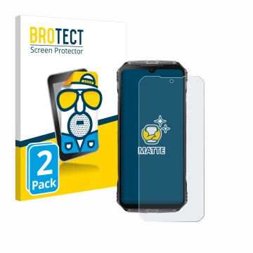 Vorderseite einer Produktverpackung mit dem Markenlogo BROTECT. Daneben ist das Gerät Doogee S Cyber mit dem zugehörigen Displ
