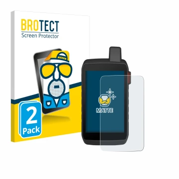 Vorderseite einer Produktverpackung mit dem Markenlogo BROTECT. Daneben ist das Gerät Garmin Montana 760i mit dem zugehörigen 