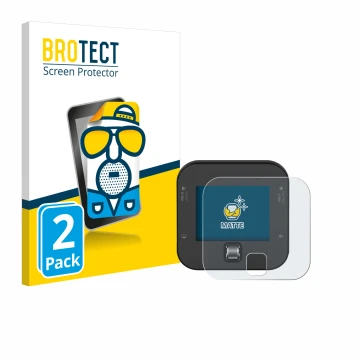 Vorderseite einer Produktverpackung mit dem Markenlogo BROTECT. Daneben ist das Gerät ISDT Q6 Retro mit dem zugehörigen Displa