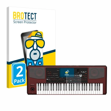 Vorderseite einer Produktverpackung mit dem Markenlogo BROTECT. Daneben ist das Gerät KORG Pa700 mit dem zugehörigen Displaysc