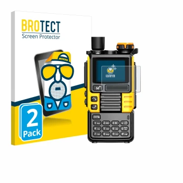 Vorderseite einer Produktverpackung mit dem Markenlogo BROTECT. Daneben ist das Gerät Quansheng UV-K5 (99) mit dem zugehörigen