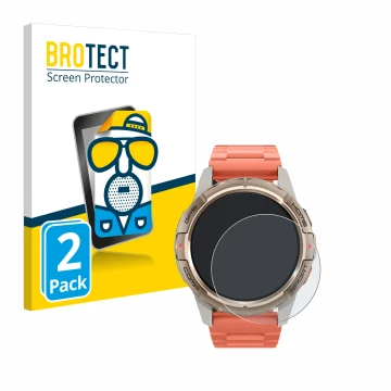Vorderseite einer Produktverpackung mit dem Markenlogo BROTECT. Daneben ist das Gerät Xiaomi Mibro GS Active mit dem zugehörig