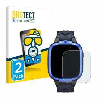 Vorderseite einer Produktverpackung mit dem Markenlogo BROTECT. Daneben ist das Gerät Xiaomi Mibro Kids Z3 mit dem zugehörigen