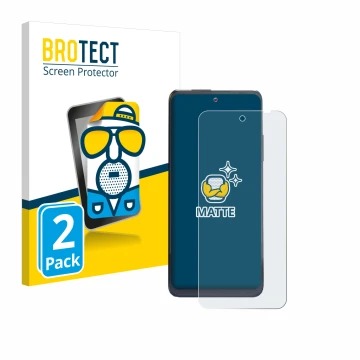 Vorderseite einer Produktverpackung mit dem Markenlogo BROTECT. Daneben ist das Gerät Thuraya One mit dem zugehörigen Displays