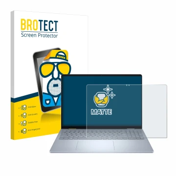 Vorderseite einer Produktverpackung mit dem Markenlogo BROTECT. Daneben ist das Gerät Dell 16 Plus-2-in-1 mit dem zugehörigen 