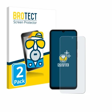 Vorderseite einer Produktverpackung mit dem Markenlogo BROTECT. Daneben ist das Gerät ZTE Blade A55 mit dem zugehörigen Displa