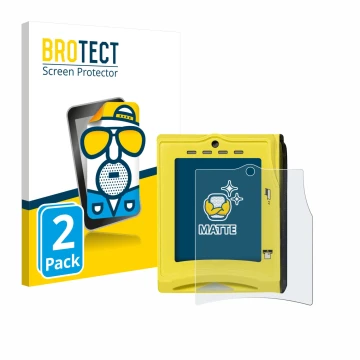 Vorderseite einer Produktverpackung mit dem Markenlogo BROTECT. Daneben ist das Gerät Nayax VPOS TOUCH mit dem zugehörigen Dis