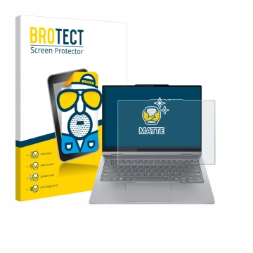 Vorderseite einer Produktverpackung mit dem Markenlogo BROTECT. Daneben ist das Gerät Lenovo ThinkBook 14 2-in-1 Gen 5 mit dem