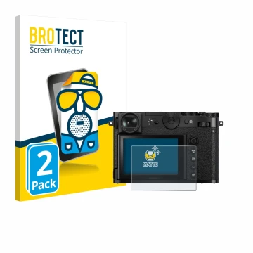 Vorderseite einer Produktverpackung mit dem Markenlogo BROTECT. Daneben ist das Gerät Fujifilm GFX 100RF mit dem zugehörigen D