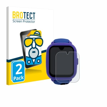 Vorderseite einer Produktverpackung mit dem Markenlogo BROTECT. Daneben ist das Gerät SaveFamily Iconic Plus 2 4G mit dem zuge
