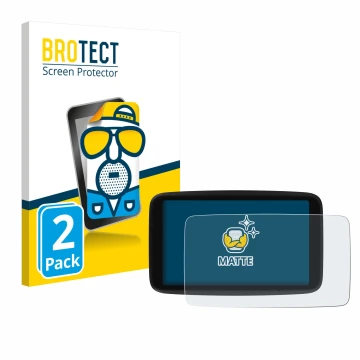 Vorderseite einer Produktverpackung mit dem Markenlogo BROTECT. Daneben ist das Gerät TomTom Go Navigator 6 (2. Generation) mi