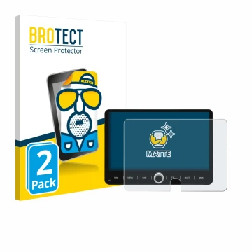 Vorderseite einer Produktverpackung mit dem Markenlogo BROTECT. Daneben ist das Gerät Dynavin D9-JP Plus 10.1
