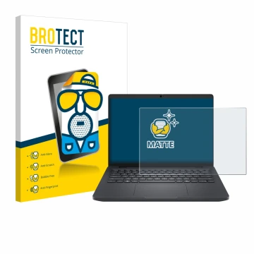 Vorderseite einer Produktverpackung mit dem Markenlogo BROTECT. Daneben ist das Gerät Dell Pro Max 14 mit dem zugehörigen Disp