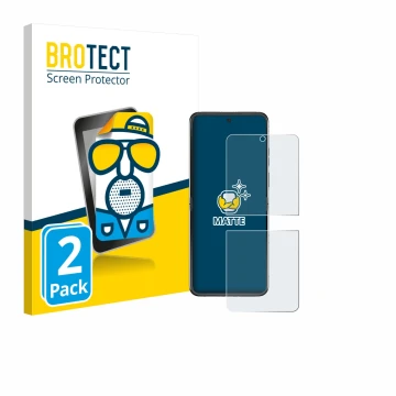 Vorderseite einer Produktverpackung mit dem Markenlogo BROTECT. Daneben ist das Gerät Motorola Razr 60 mit dem zugehörigen Dis