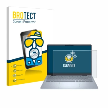 Vorderseite einer Produktverpackung mit dem Markenlogo BROTECT. Daneben ist das Gerät Dell 14 Plus Laptop mit dem zugehörigen 