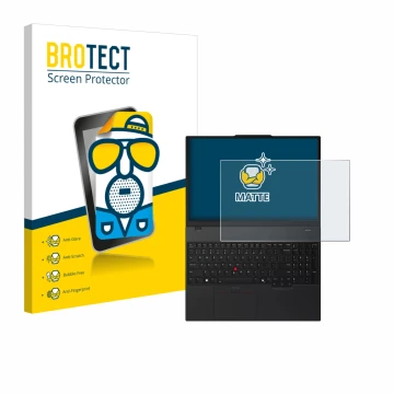 Vorderseite einer Produktverpackung mit dem Markenlogo BROTECT. Daneben ist das Gerät Lenovo ThinkPad T16 Gen 4 mit dem zugehö