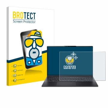 Vorderseite einer Produktverpackung mit dem Markenlogo BROTECT. Daneben ist das Gerät Acer Swift 16 AI mit dem zugehörigen Dis