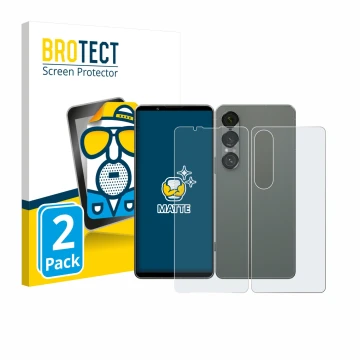 Vorderseite einer Produktverpackung mit dem Markenlogo BROTECT. Daneben ist das Gerät Sony Xperia 1 VII (Display+Rückseite) mi