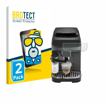 Vorderseite einer Produktverpackung mit dem Markenlogo BROTECT. Daneben ist das Gerät DeLonghi Magnifica Evo mit dem zugehörig