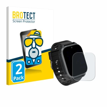 Vorderseite einer Produktverpackung mit dem Markenlogo BROTECT. Daneben ist das Gerät Kesasohe 4G Kids Smartwatch mit dem zuge