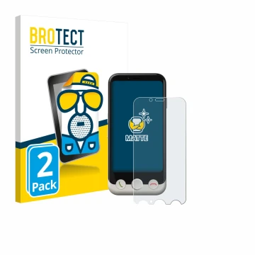 Vorderseite einer Produktverpackung mit dem Markenlogo BROTECT. Daneben ist das Gerät Doro Aurora A10 mit dem zugehörigen Disp