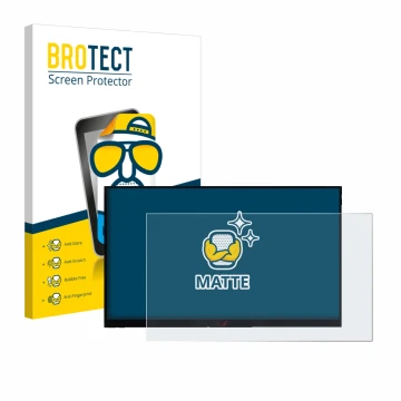 Vorderseite einer Produktverpackung mit dem Markenlogo BROTECT. Daneben ist das Gerät Verbatim PMT-15 mit dem zugehörigen Disp