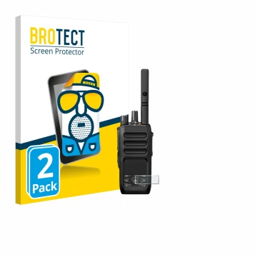 Vorderseite einer Produktverpackung mit dem Markenlogo BROTECT. Daneben ist das Gerät Motorola MOTOTRBO R5 mit dem zugehörigen