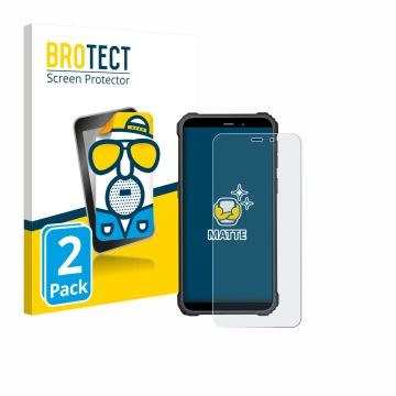 Vorderseite einer Produktverpackung mit dem Markenlogo BROTECT. Daneben ist das Gerät Oukitel WP32 Pro mit dem zugehörigen Dis
