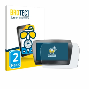 Vorderseite einer Produktverpackung mit dem Markenlogo BROTECT. Daneben ist das Gerät Voge 625 2025 mit dem zugehörigen Displa