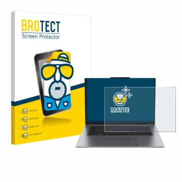 Vorderseite einer Produktverpackung mit dem Markenlogo BROTECT. Daneben ist das Gerät Lenovo ThinkPad X9 15 G1 mit dem zugehör