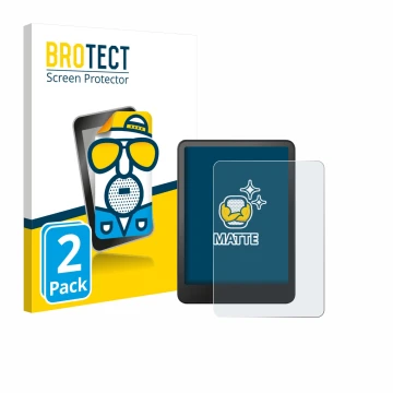 Vorderseite einer Produktverpackung mit dem Markenlogo BROTECT. Daneben ist das Gerät Amazon Kindle Colorsoft mit dem zugehöri