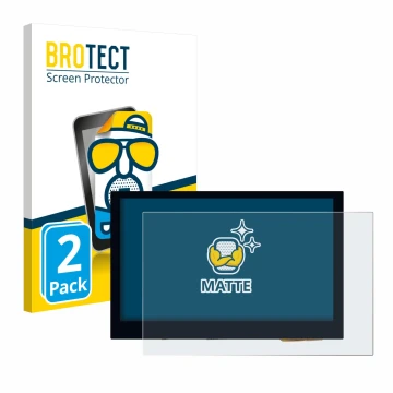 Vorderseite einer Produktverpackung mit dem Markenlogo BROTECT. Daneben ist das Gerät Waveshare 4.3