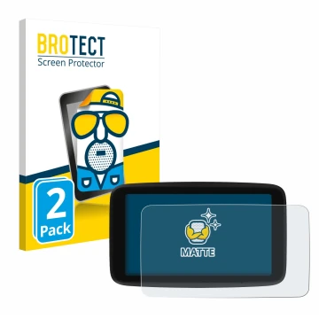 Vorderseite einer Produktverpackung mit dem Markenlogo BROTECT. Daneben ist das Gerät TomTom GO Classic 5