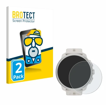Vorderseite einer Produktverpackung mit dem Markenlogo BROTECT. Daneben ist das Gerät Suunto Race 2 mit dem zugehörigen Displa
