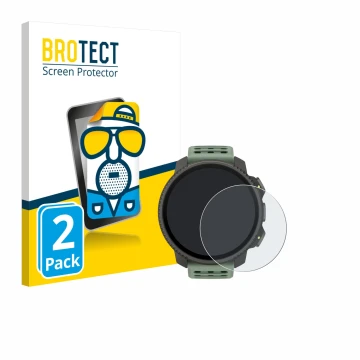 Vorderseite einer Produktverpackung mit dem Markenlogo BROTECT. Daneben ist das Gerät Suunto Vertical 2 mit dem zugehörigen Di