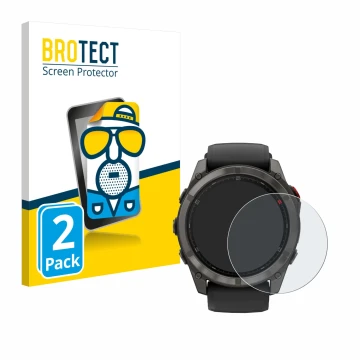 Vorderseite einer Produktverpackung mit dem Markenlogo BROTECT. Daneben ist das Gerät Garmin Fenix 8 Pro MicroLED (51 mm) mit 