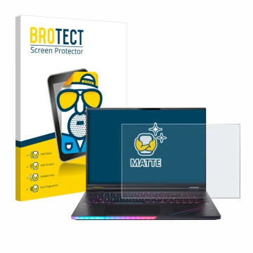 Vorderseite einer Produktverpackung mit dem Markenlogo BROTECT. Daneben ist das Gerät Acer Predator Helios 18 AI PH18-73 mit d