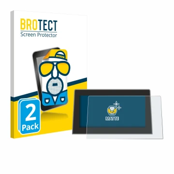 Vorderseite einer Produktverpackung mit dem Markenlogo BROTECT. Daneben ist das Gerät Jeep Compass 10,1