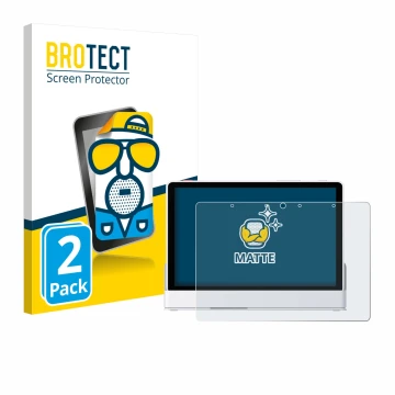 Vorderseite einer Produktverpackung mit dem Markenlogo BROTECT. Daneben ist das Gerät eufy Smart Display E10 mit dem zugehörig