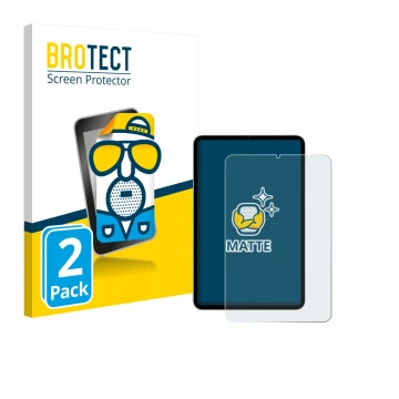 Vorderseite einer Produktverpackung mit dem Markenlogo BROTECT. Daneben ist das Gerät Xiaomi Pad Mini mit dem zugehörigen Disp