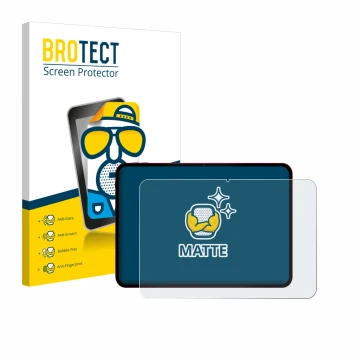 Vorderseite einer Produktverpackung mit dem Markenlogo BROTECT. Daneben ist das Gerät Teclast T65 Plus mit dem zugehörigen Dis